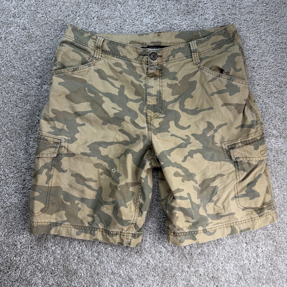Field & Stream Cargo Shorts Mens 36 Green Camo Cotton Canvas Summer